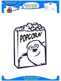 Çocuklar İçin Popcorn Boyama Sayfaları 